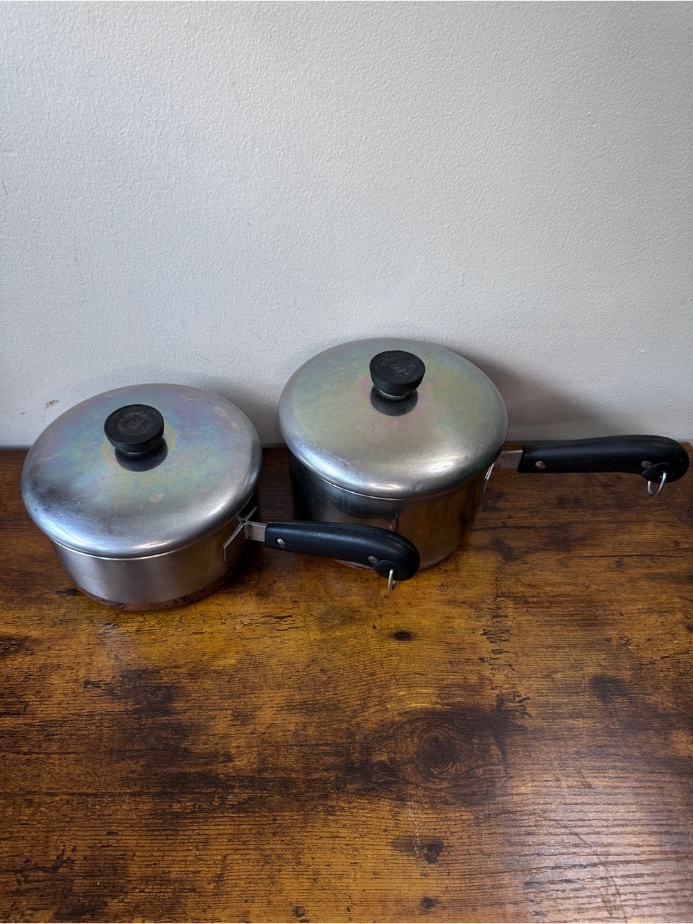 Pre-1968 Vintage Revere Ware Copper Bottom Saucepan Pot Set with Lids - 2 Pack - Picture 2 of 6